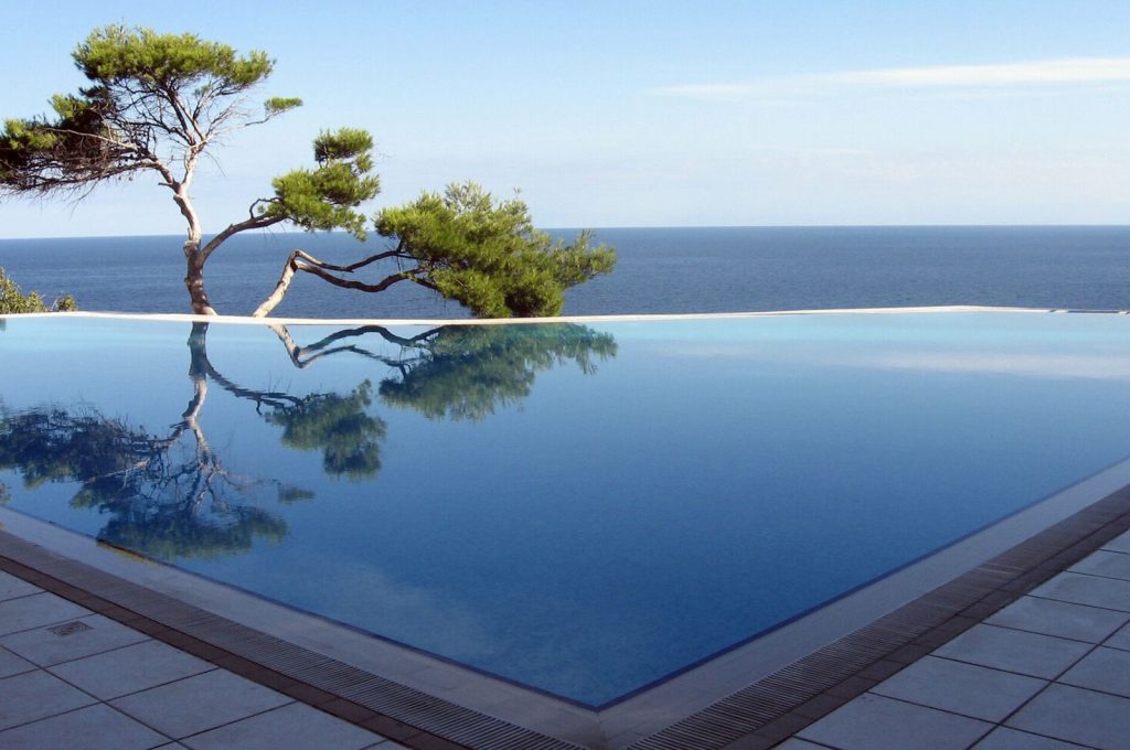 beautiful view from infinity custom swimming pool